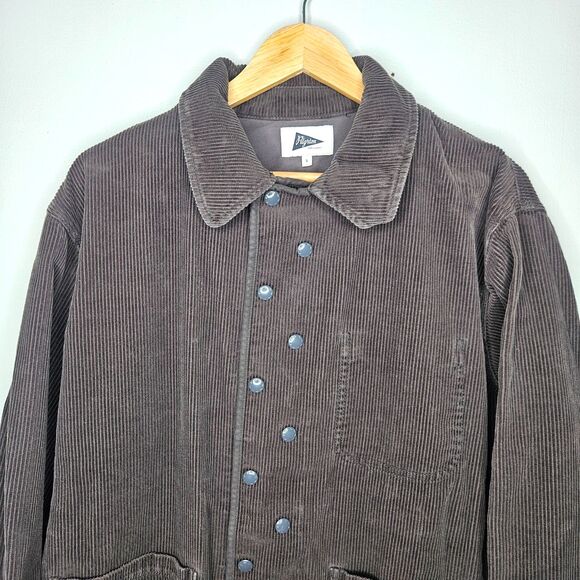 PILGRIM SURF + SUPPLY Mendal Corduroy Welders Jacket Mens Small Gray Snaps Japan - Picture 2 of 9